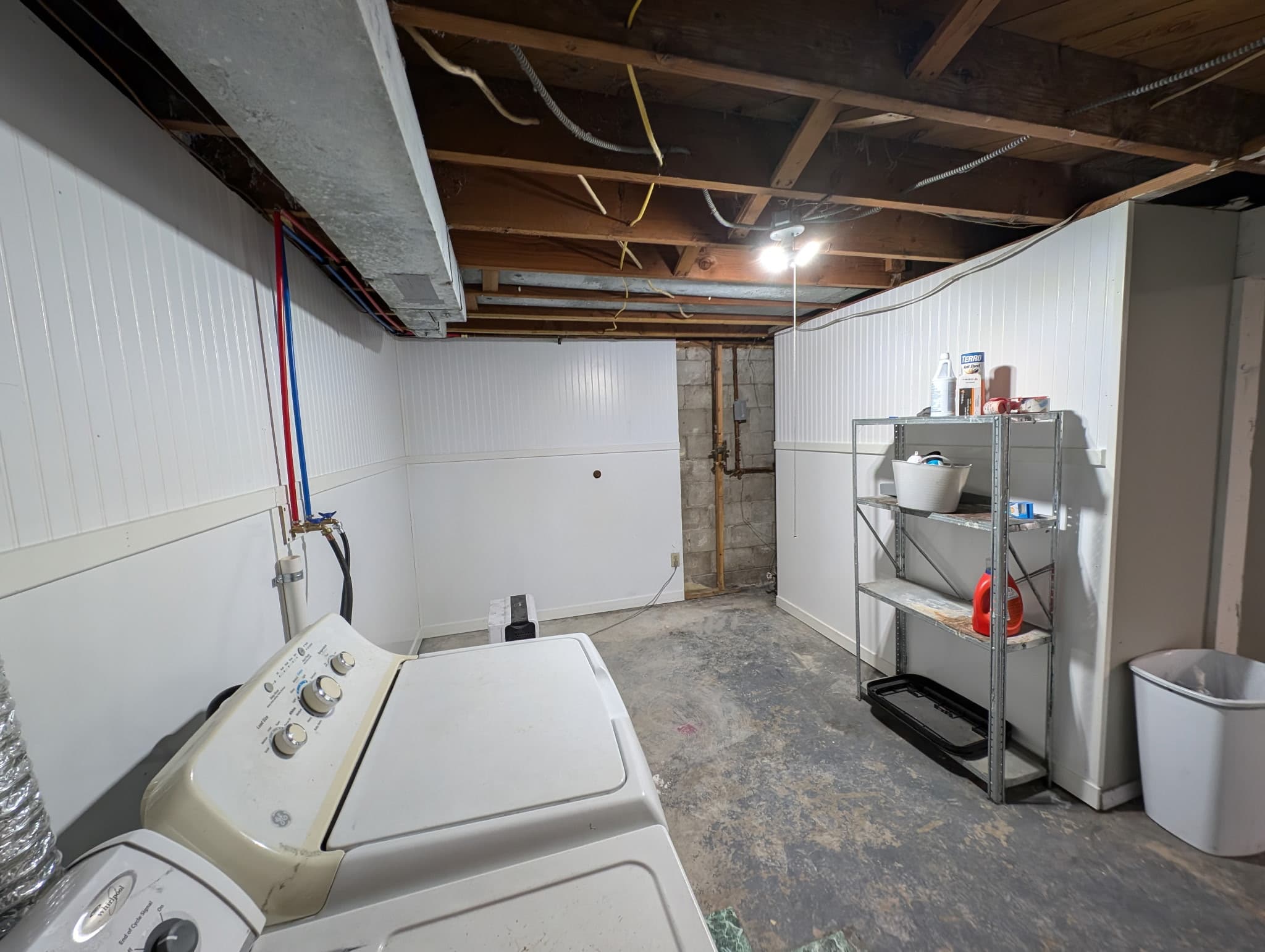 Before and after utility and wash room work