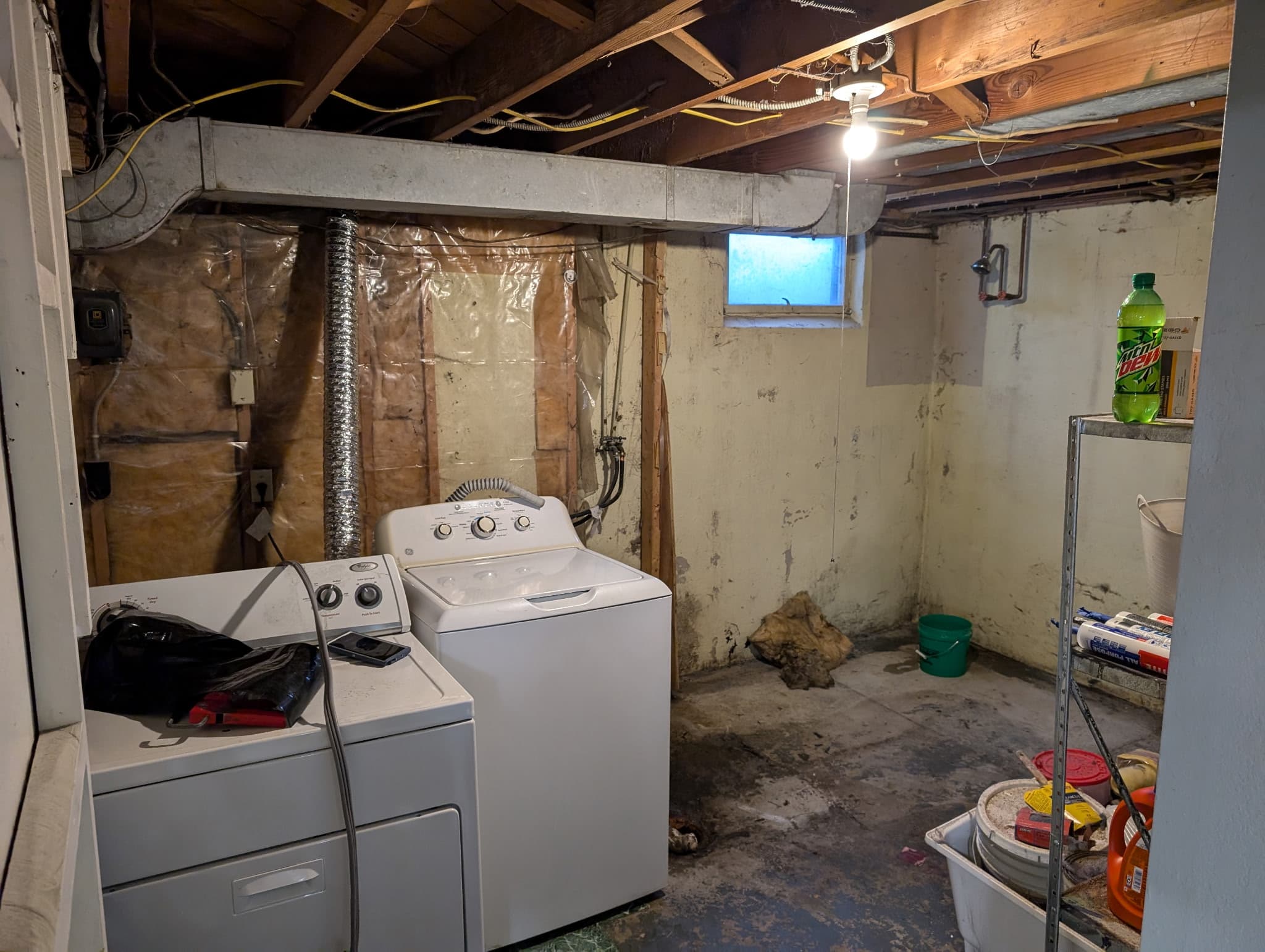 Before and after utility and wash room work